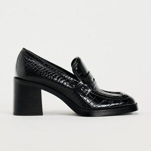 ZARA- BLOCK HEEL CROC LOAFERS